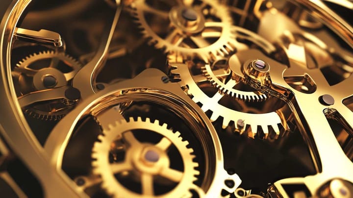 Image of a cogs and clockwork in a bronze colour