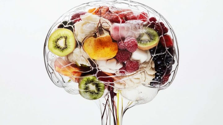 Image of fruits and vegetables within a brain structure