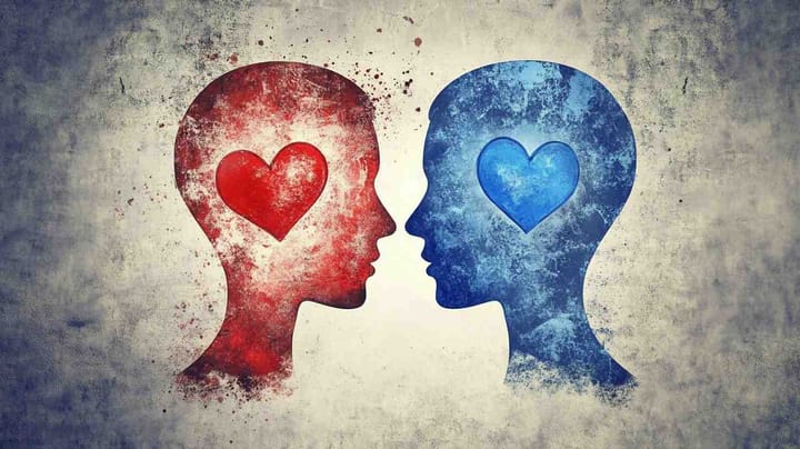 Image of heads with a heart inside to show self-love and self-care